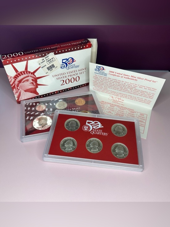 2000 United States Mint Silver Proof Set – Original Box & COA – 90% Silver